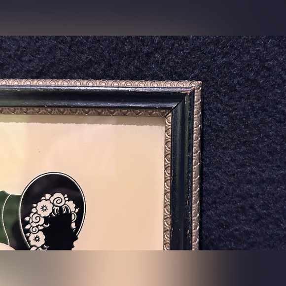 Vintage Reliance SILHOUETTE Old Fashioned Girl ReversePainted Glass Frame - Picture 3 of 5